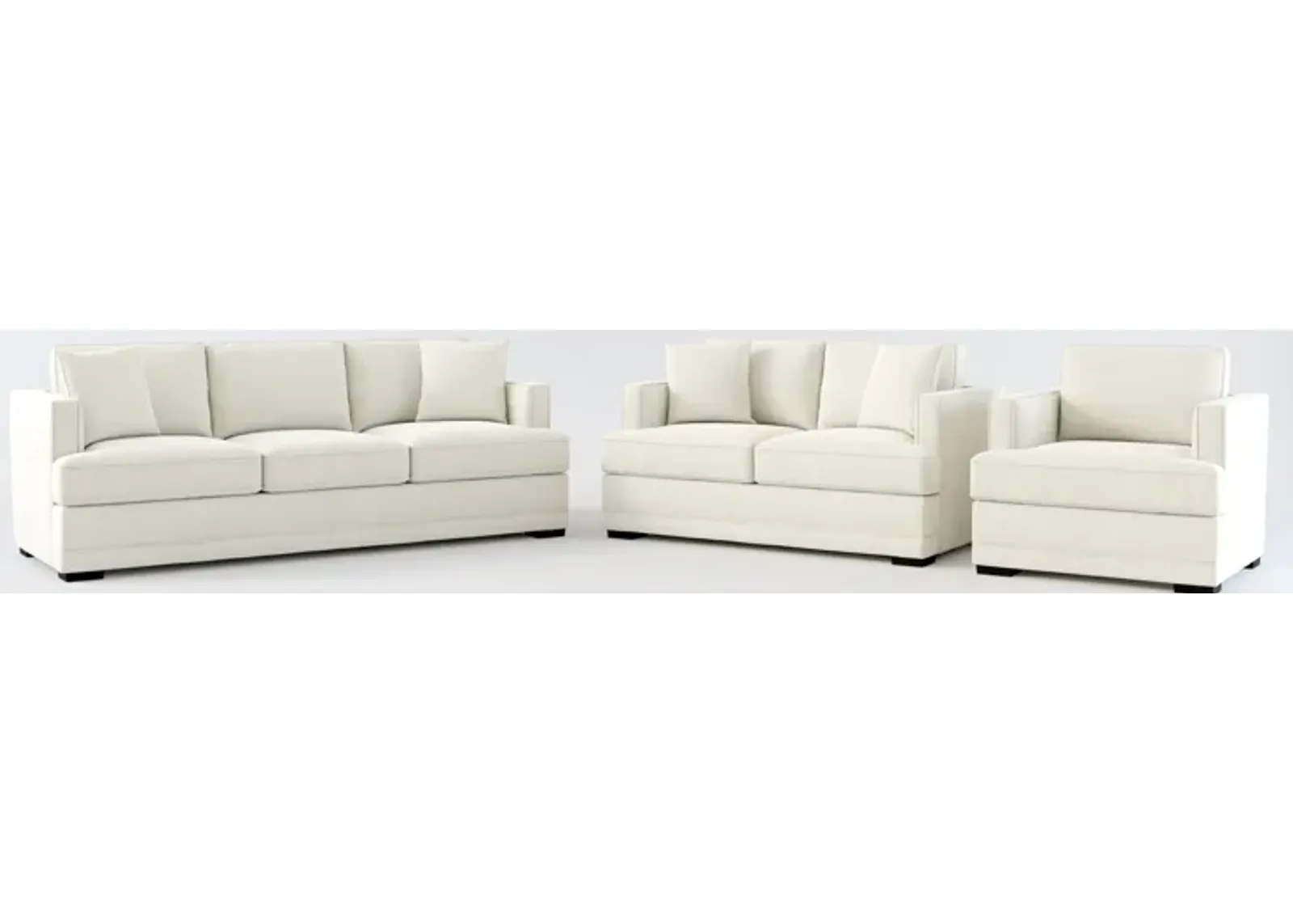 Pembroke Foam Comfort Sofa, Loveseat, and Chair Set - Anders Ivory