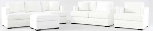 Pembroke Foam Comfort Sofa, Loveseat, Chair, and Ottoman Set - Contessa Vanilla