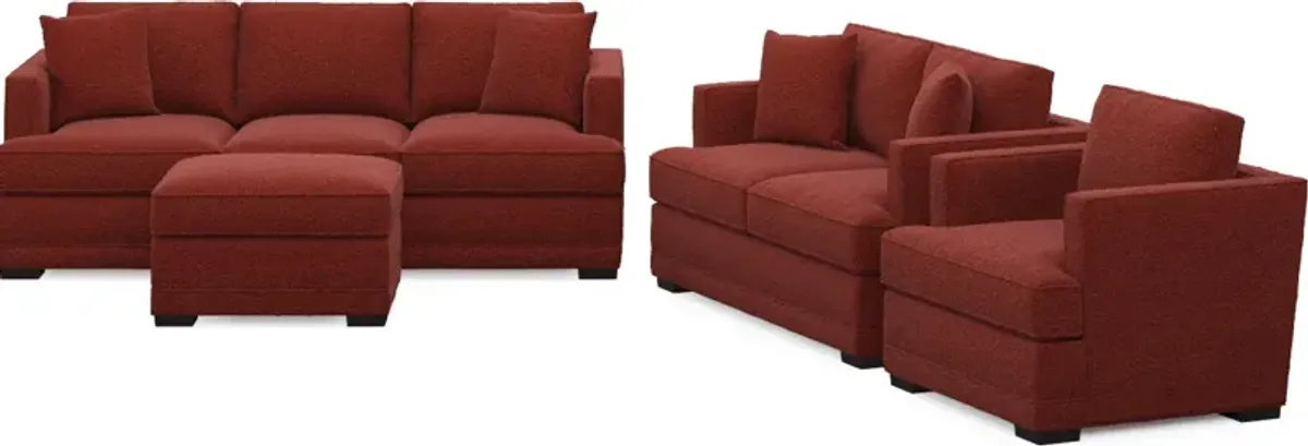 Pembroke Foam Comfort Sofa, Loveseat, Chair, and Ottoman Set - Bloke Brick