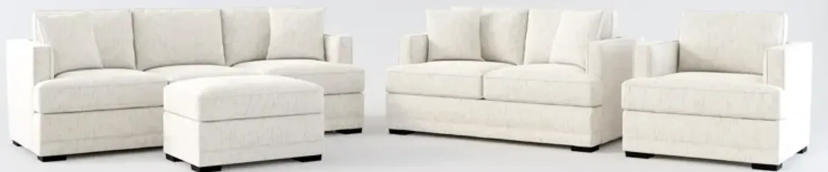 Pembroke Foam Comfort Sofa, Loveseat, Chair, and Ottoman Set - P.T. Cream