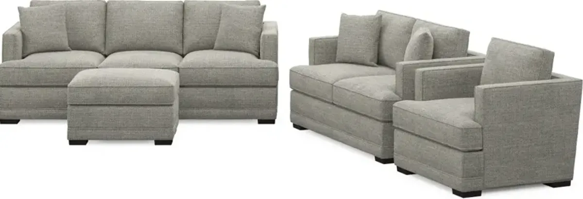 Pembroke Foam Comfort Sofa, Loveseat, Chair, and Ottoman Set - Pandora Pepper