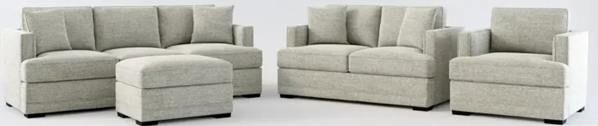 Pembroke Foam Comfort Sofa, Loveseat, Chair, and Ottoman Set - Pandora Pepper