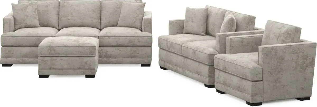 Pembroke Foam Comfort Sofa, Loveseat, Chair, and Ottoman Set - Hearth Cement