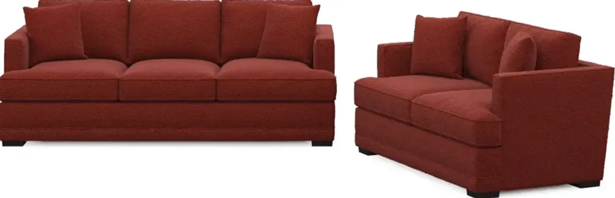 Pembroke Hybrid Comfort Sofa and Loveseat Set - Bloke Brick