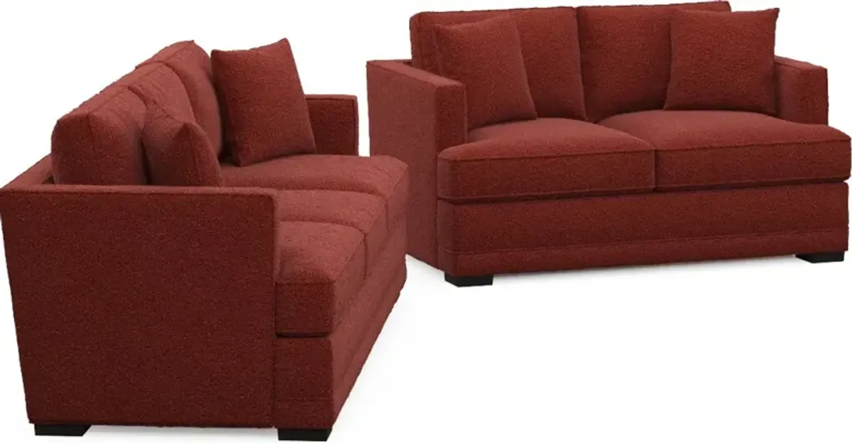 Pembroke Hybrid Comfort Sofa and Loveseat Set - Bloke Brick