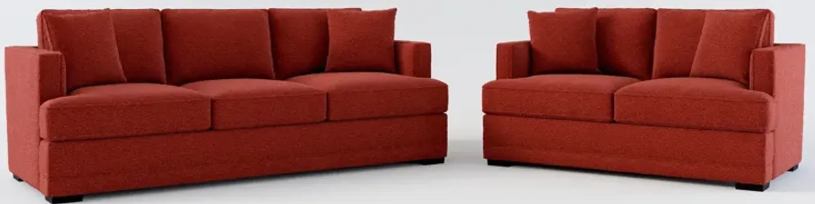 Pembroke Hybrid Comfort Sofa and Loveseat Set - Bloke Brick