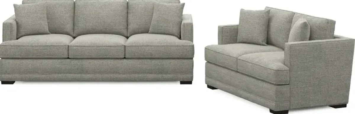 Pembroke Hybrid Comfort Sofa and Loveseat Set - Pandora Pepper