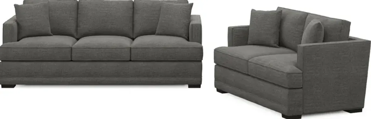 Pembroke Hybrid Comfort Sofa and Loveseat Set - Curious Charcoal