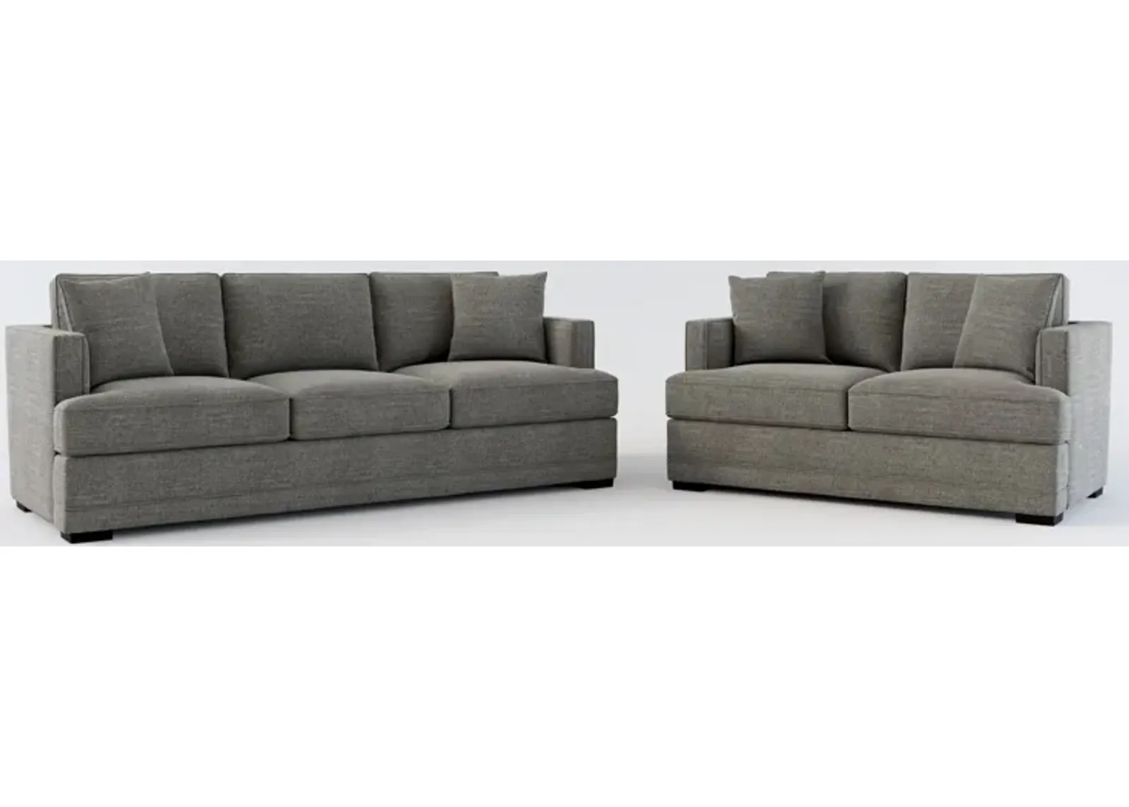 Pembroke Hybrid Comfort Sofa and Loveseat Set - Curious Charcoal