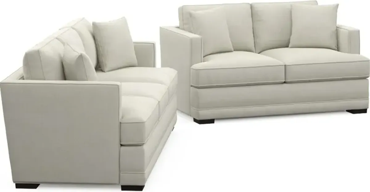 Pembroke Hybrid Comfort Sofa and Loveseat Set - Anders Ivory