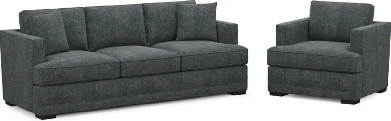 Pembroke Hybrid Comfort Sofa and Chair Set - Contessa Shadow