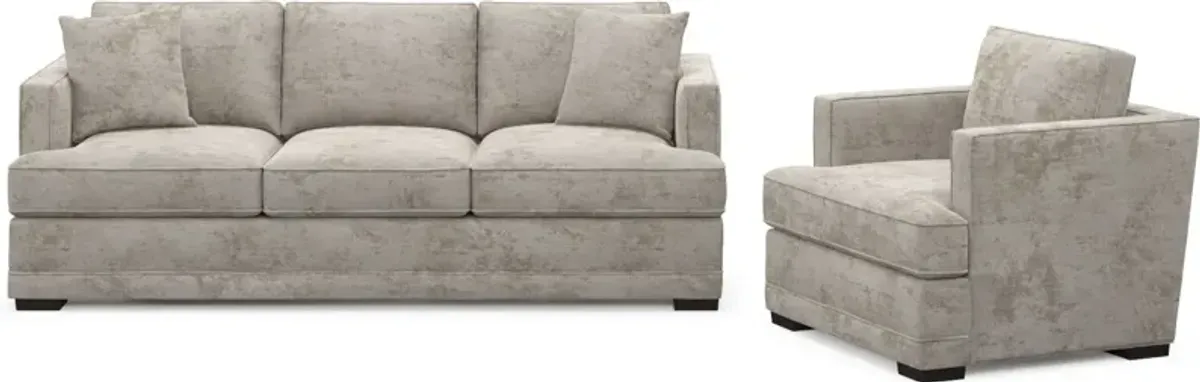 Pembroke Hybrid Comfort Sofa and Chair Set - Hearth Cement