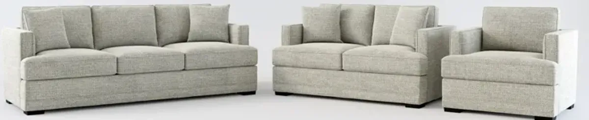 Pembroke Hybrid Comfort Sofa, Loveseat, and Chair Set - Pandora Pepper