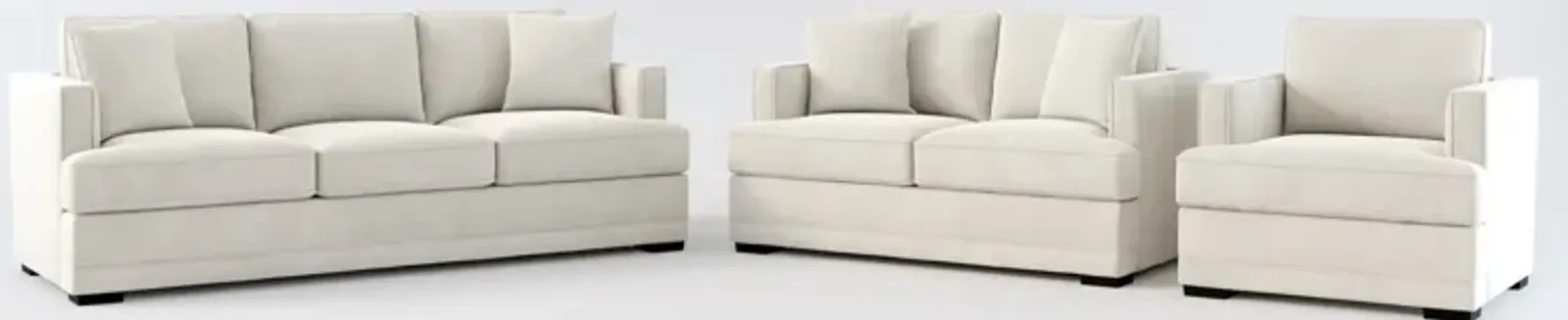 Pembroke Hybrid Comfort Sofa, Loveseat, and Chair Set - Laurent Beach