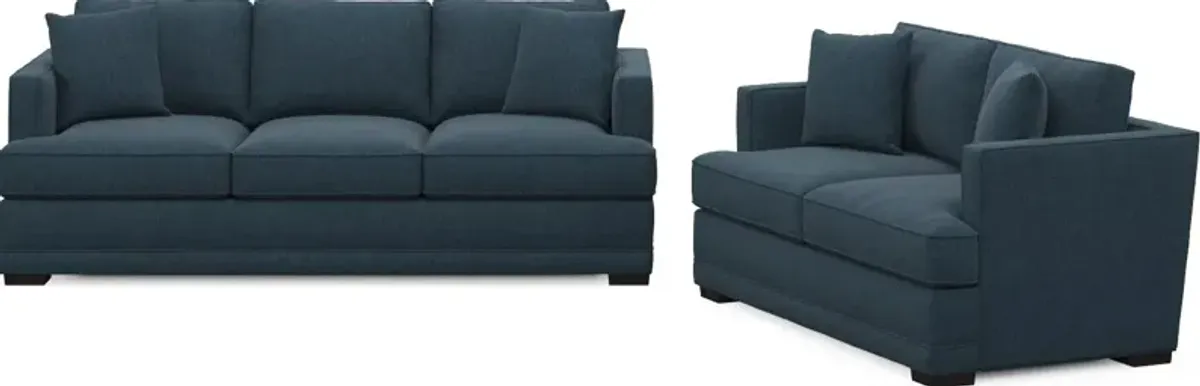 Pembroke Foam Comfort Sofa and Loveseat Set - Broderick Indigo