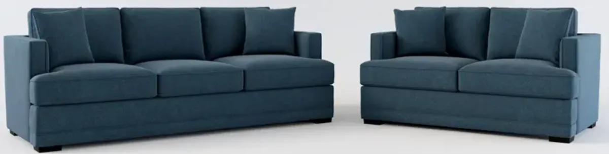 Pembroke Foam Comfort Sofa and Loveseat Set - Broderick Indigo