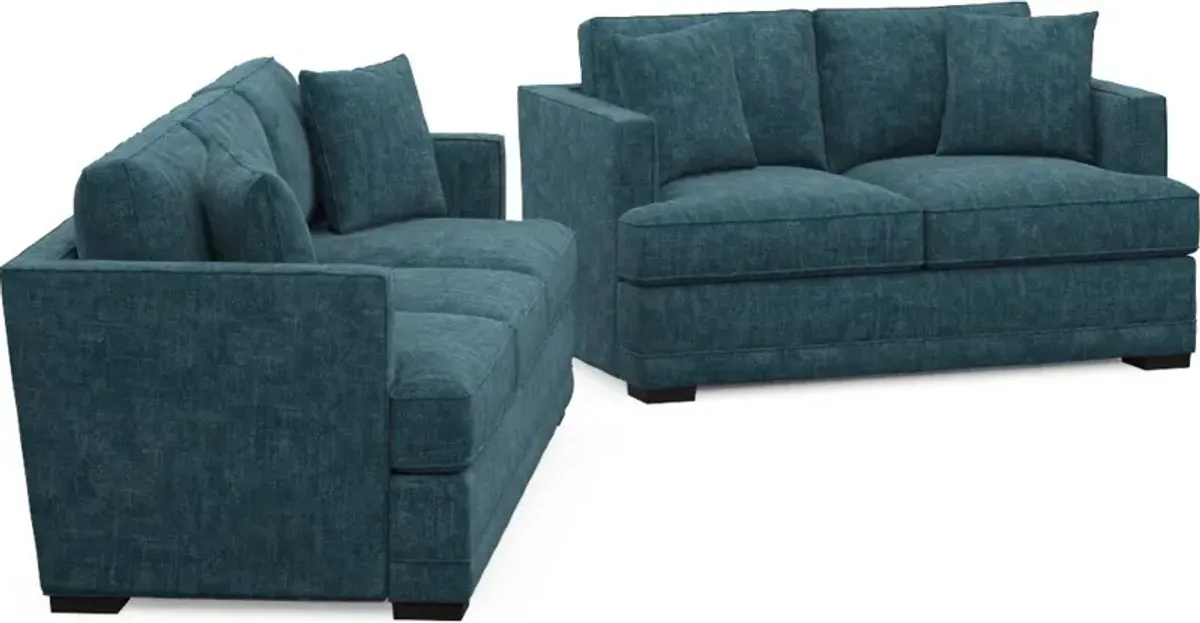 Pembroke Foam Comfort Sofa and Loveseat Set - Argo Tropic