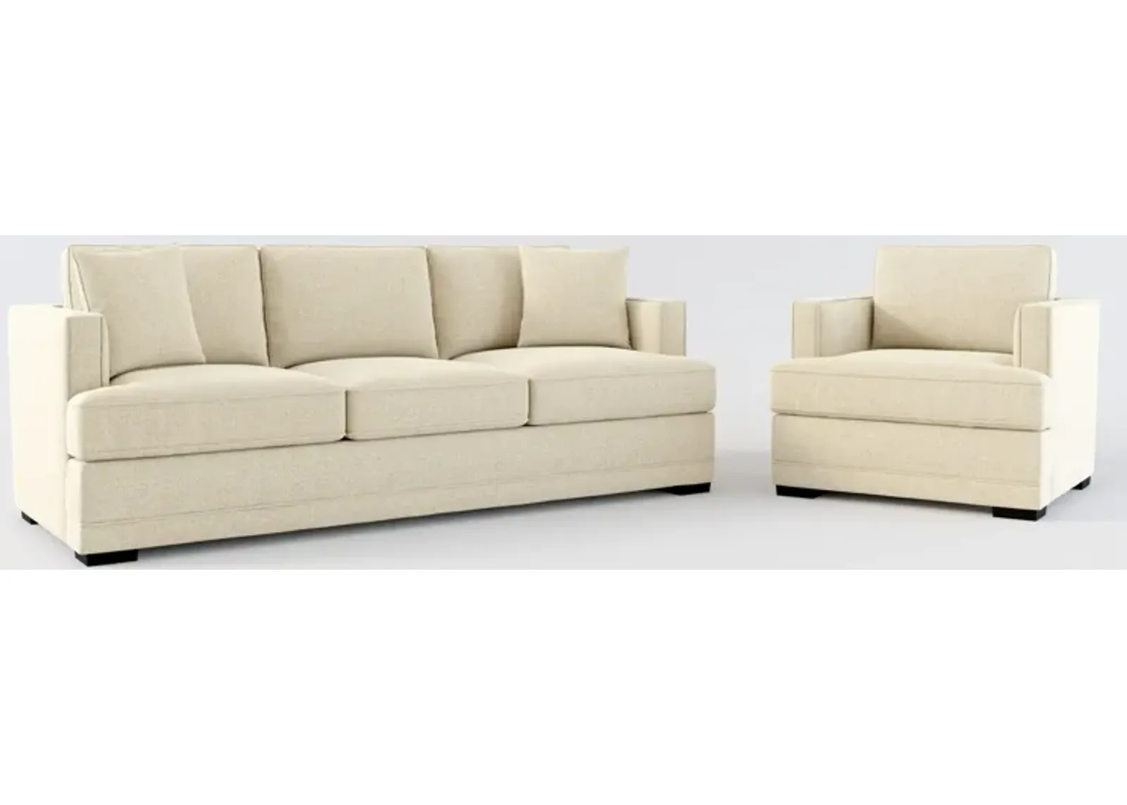 Pembroke Foam Comfort Sofa and Chair Set - Broderick Sand