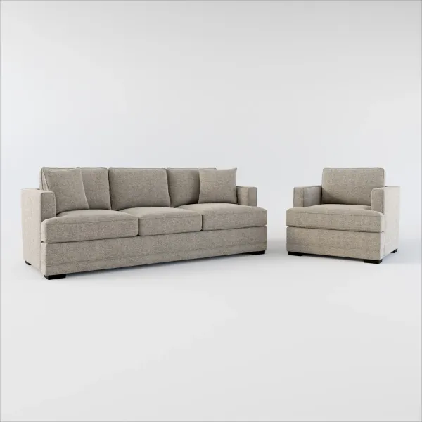 Pembroke Foam Comfort Sofa and Chair Set - Bridger Metal