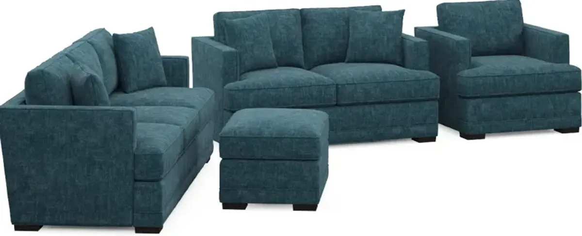 Pembroke Foam Comfort Sofa, Loveseat, Chair, and Ottoman Set - Argo Tropic