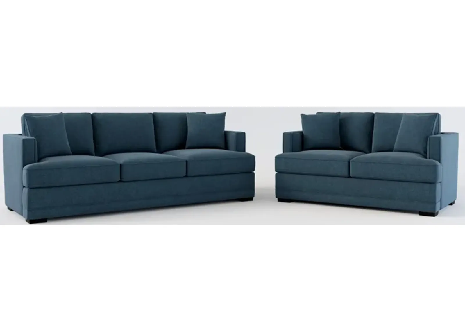 Pembroke Hybrid Comfort Sofa and Loveseat Set - Broderick Indigo