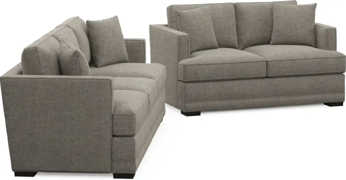 Pembroke Hybrid Comfort Sofa and Loveseat Set - Bridger Metal