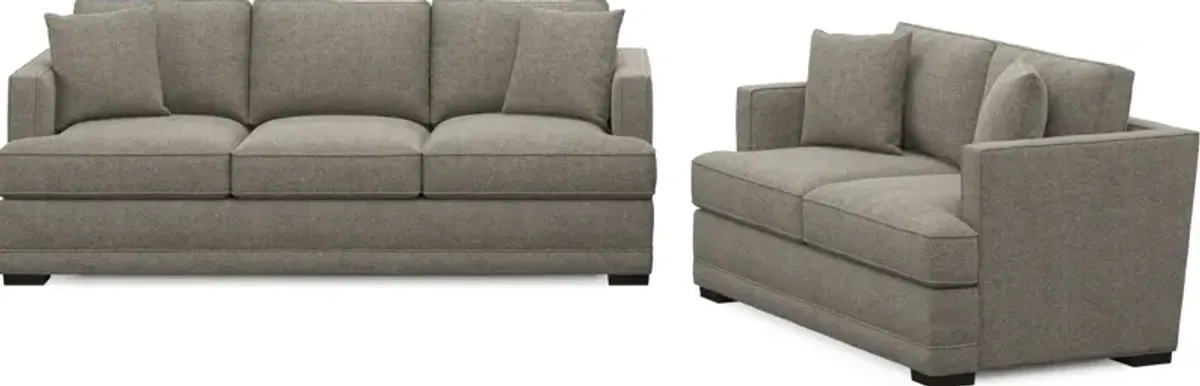 Pembroke Hybrid Comfort Sofa and Loveseat Set - Bridger Metal