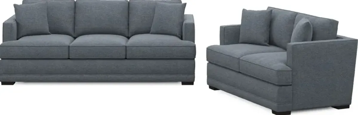 Pembroke Hybrid Comfort Sofa and Loveseat Set - Bridger Navy