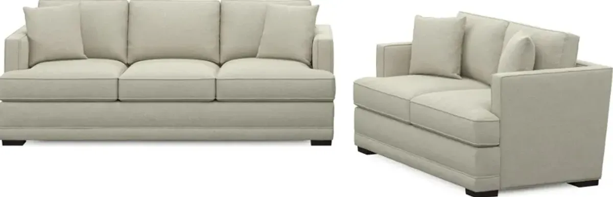 Pembroke Hybrid Comfort Sofa and Loveseat Set - Liv Dove