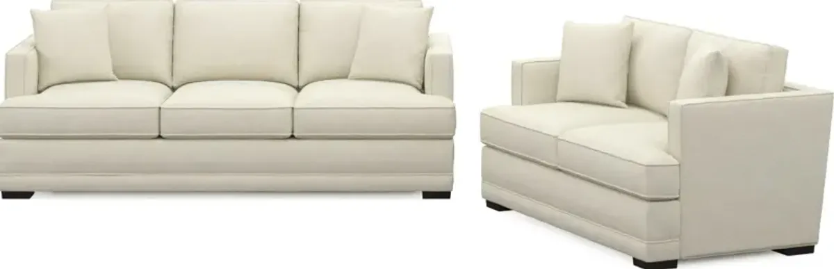 Pembroke Hybrid Comfort Sofa and Loveseat Set - Fincher Ivory