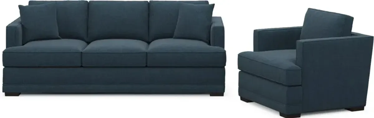 Pembroke Hybrid Comfort Sofa and Chair Set - Broderick Indigo