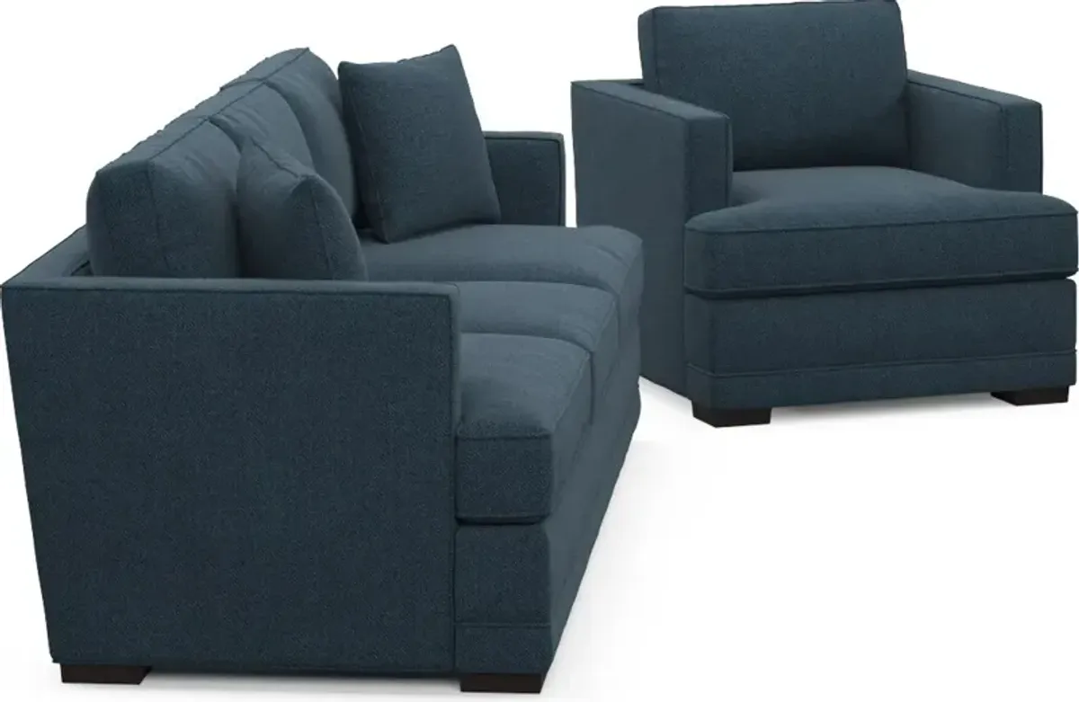 Pembroke Hybrid Comfort Sofa and Chair Set - Broderick Indigo