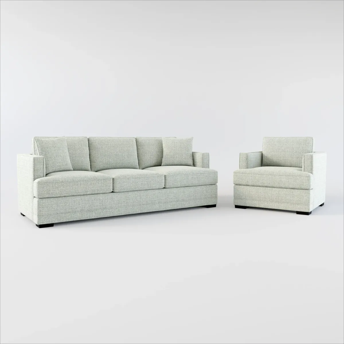 Pembroke Hybrid Comfort Sofa and Chair Set - Broderick Sea Glass