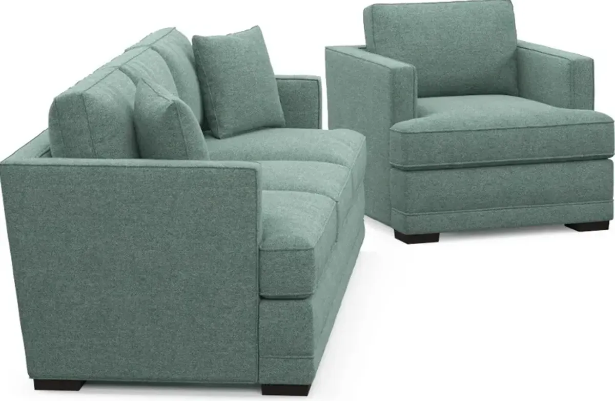 Pembroke Hybrid Comfort Sofa and Chair Set - Bridger Jade