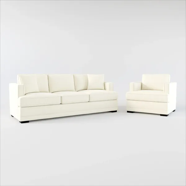 Pembroke Hybrid Comfort Sofa and Chair Set - Fincher Ivory