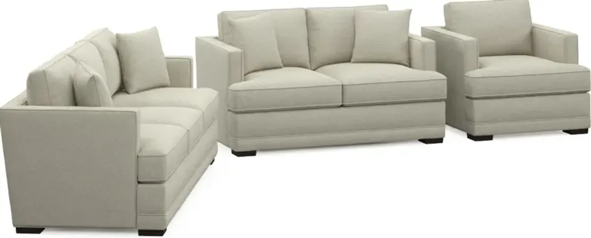 Pembroke Hybrid Comfort Sofa, Loveseat, and Chair Set - Liv Dove