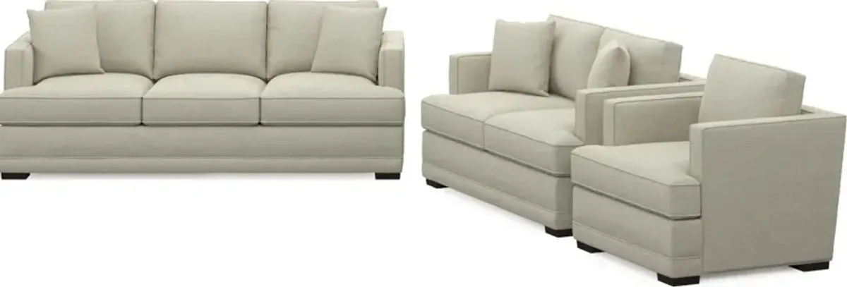 Pembroke Hybrid Comfort Sofa, Loveseat, and Chair Set - Liv Dove