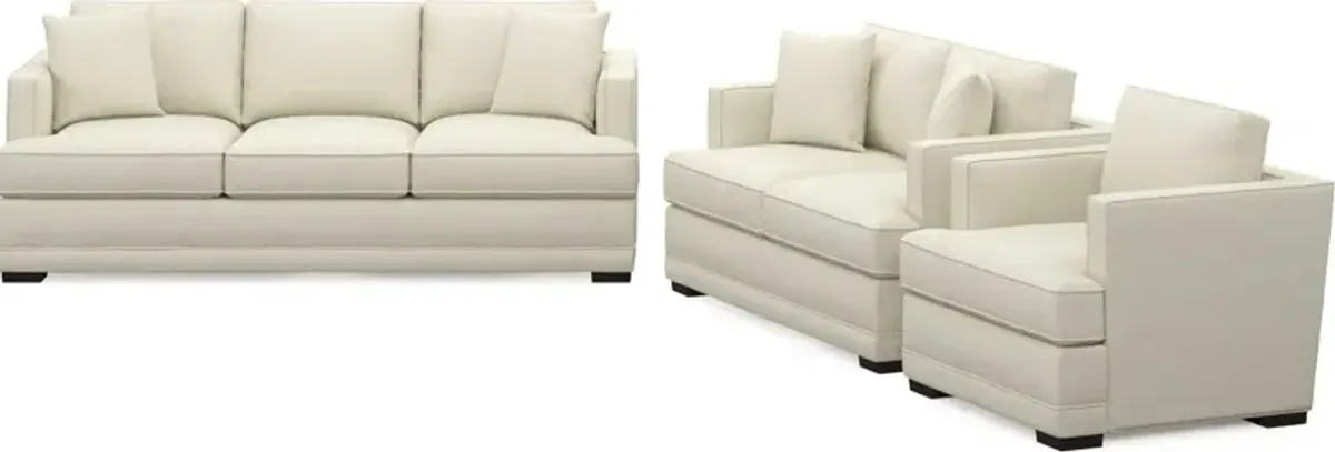 Pembroke Hybrid Comfort Sofa, Loveseat, and Chair Set - Fincher Ivory