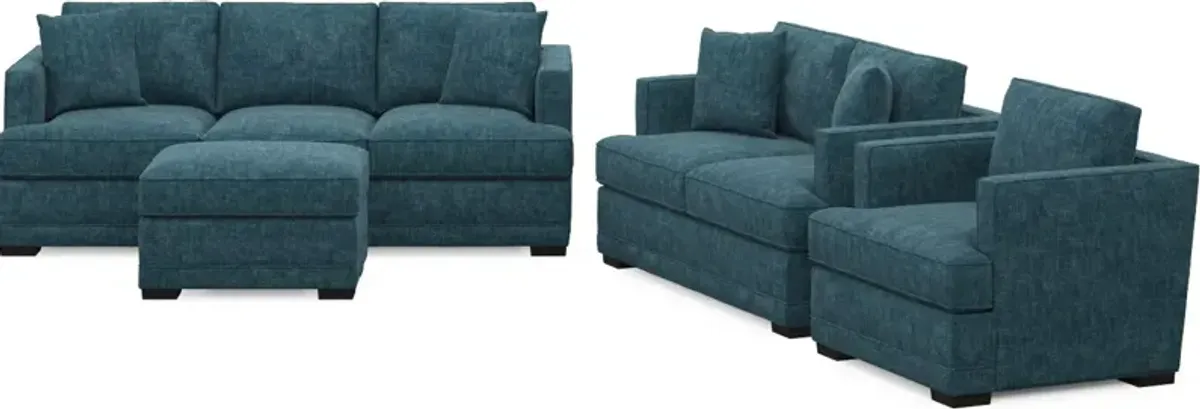 Pembroke Hybrid Comfort Sofa, Loveseat, Chair, and Ottoman Set - Argo Tropic