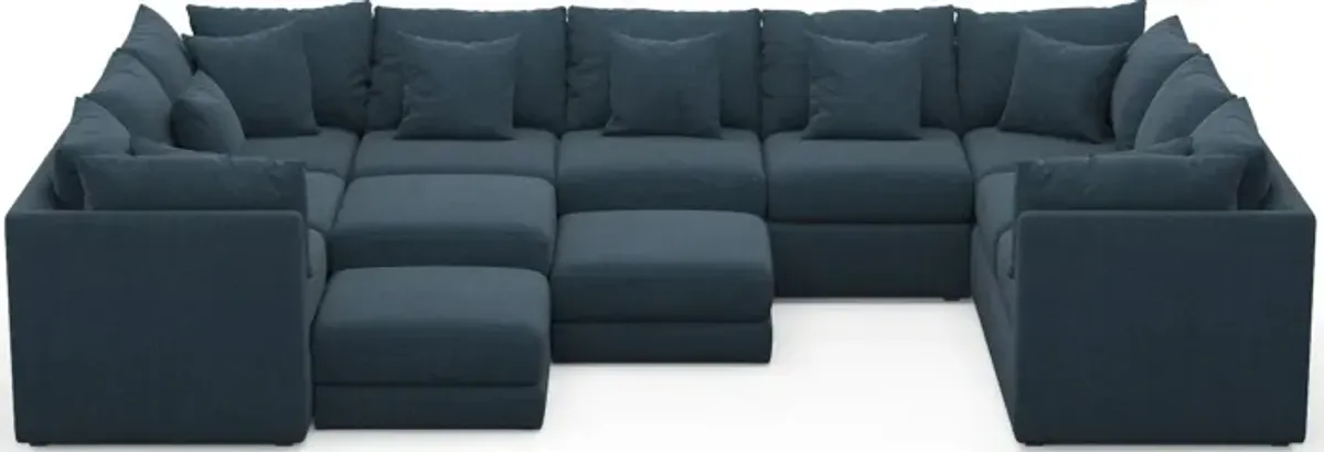 Nest Foam Comfort 9-Piece Large Pit Sectional - Broderick Indigo