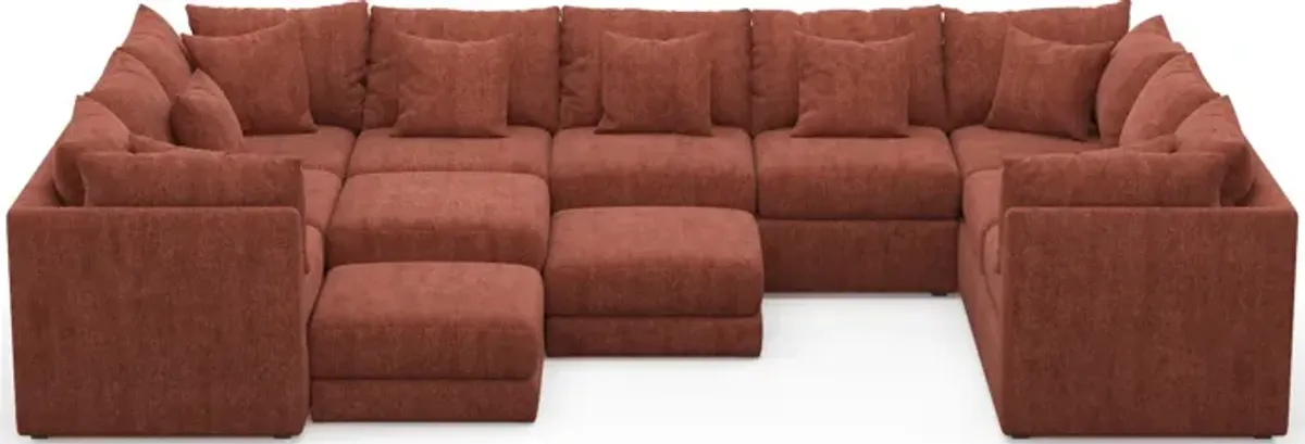 Nest Hybrid Comfort 9-Piece Large Pit Sectional - Contessa Paprika