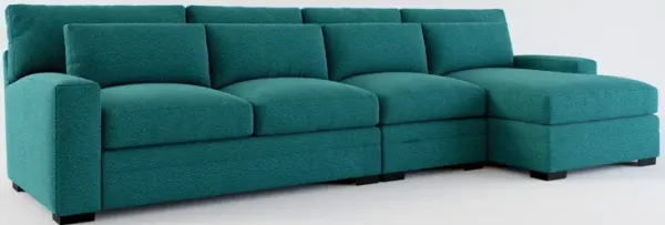 Winston Foam Comfort 3-Piece Sectional with Right-Facing Chaise - Bloke Peacock