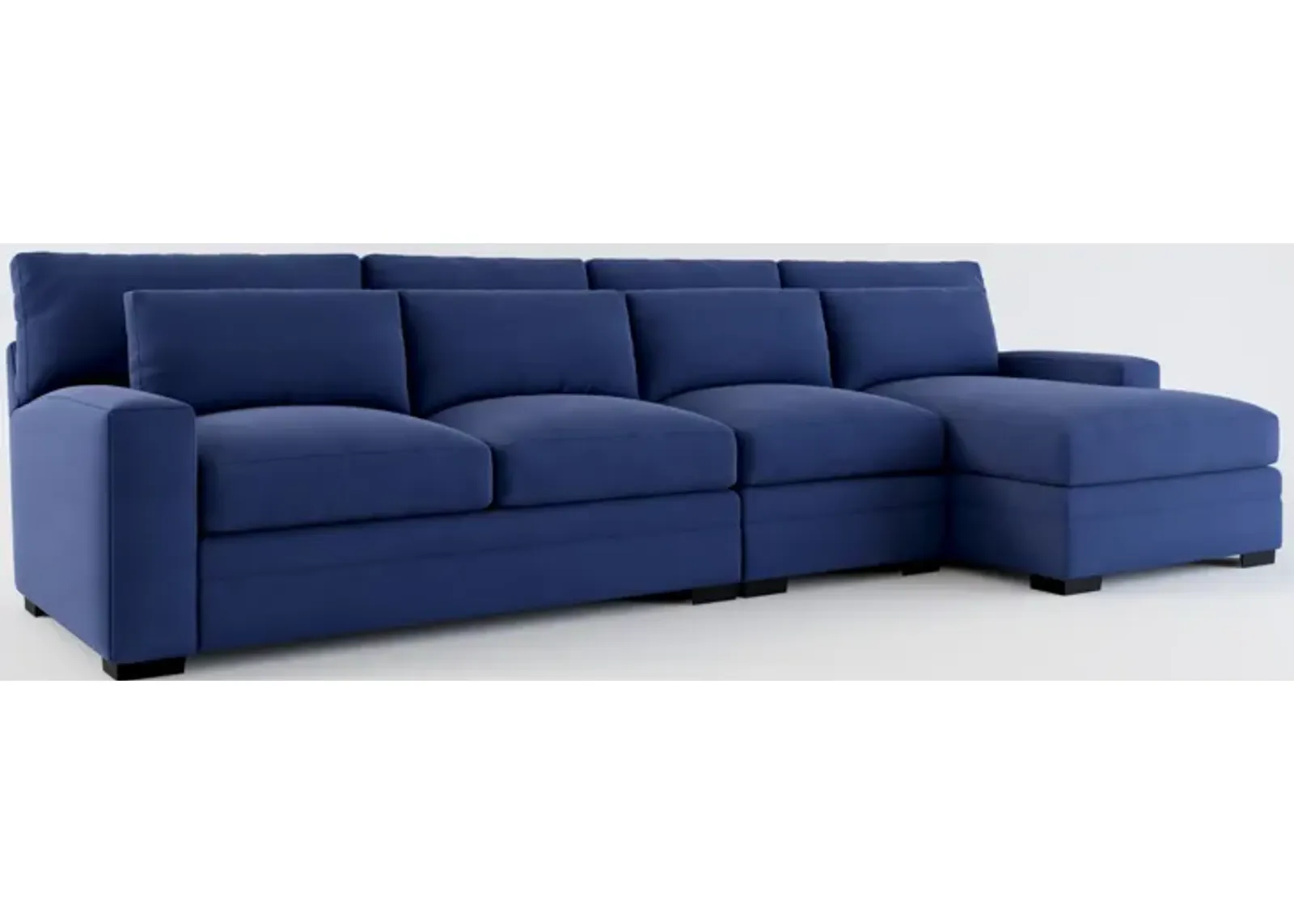 Winston Foam Comfort 3-Piece Sectional with Right-Facing Chaise - Abington Indigo