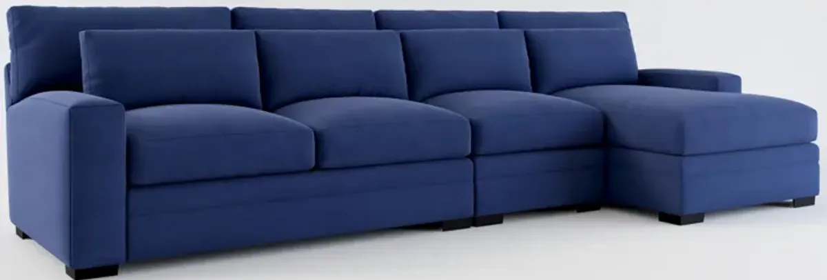 Winston Foam Comfort 3-Piece Sectional with Right-Facing Chaise - Abington Indigo