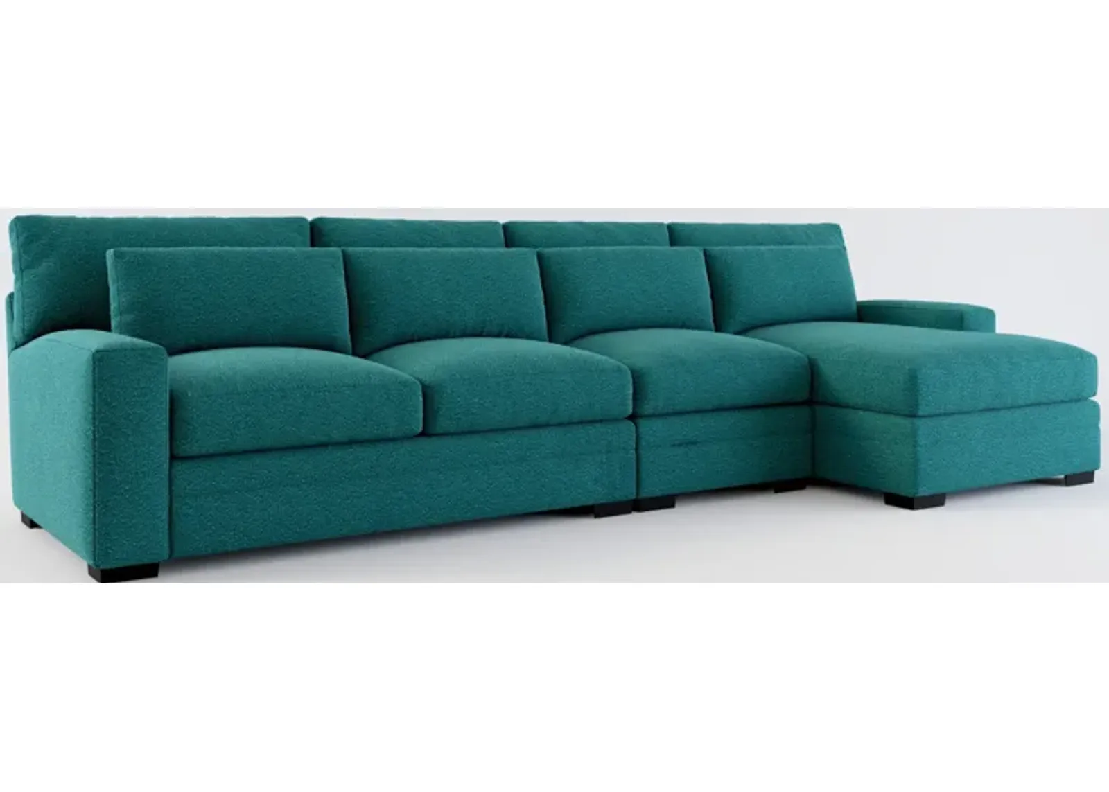 Winston Hybrid Comfort 3-Piece Sectional with Right-Facing Chaise - Bloke Peacock