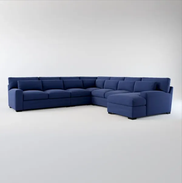 Winston Foam Comfort 5-Piece Sectional with Right-Facing Chaise - Abington Indigo