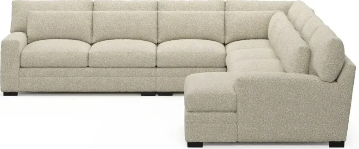 Winston Foam Comfort 5-Piece Sectional with Right-Facing Chaise - Bloke Cotton