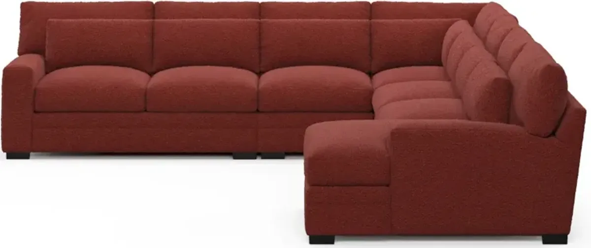 Winston Hybrid Comfort 5-Piece Sectional with Right-Facing Chaise - Bloke Brick