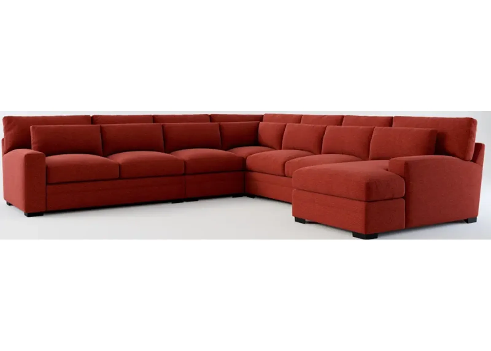 Winston Hybrid Comfort 5-Piece Sectional with Right-Facing Chaise - Bloke Brick