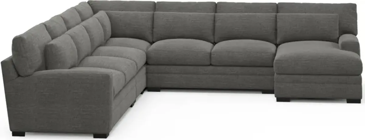 Winston Hybrid Comfort 5-Piece Sectional with Right-Facing Chaise - Curious Charcoal